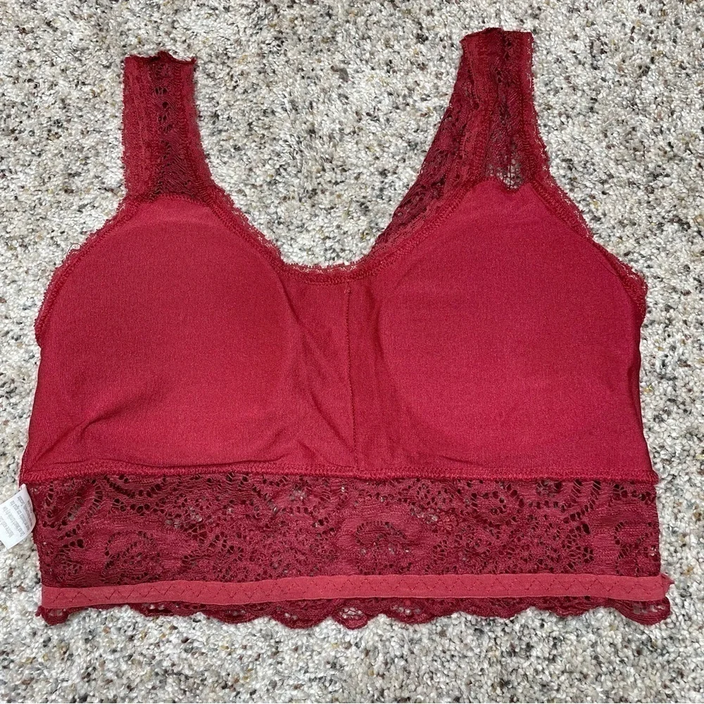 Altar’d State Intimates Burgundy Maroon Sheer Lace Bralette Small Medium